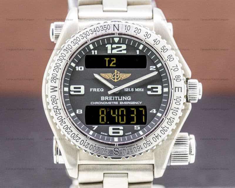 Breitling Emergency Black Dial SUPERQUARTZ Titanium FULL SET