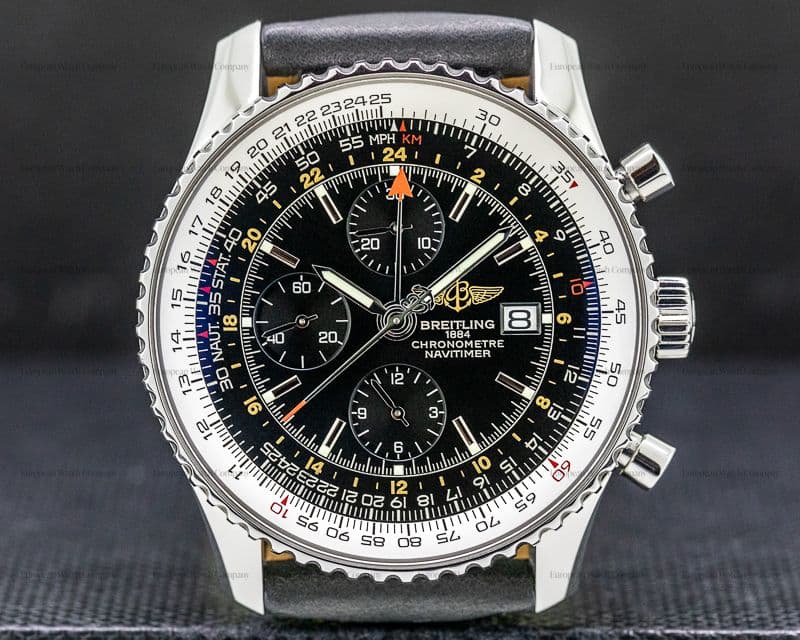 Breitling Navitimer World Chronograph Black Dial SS 