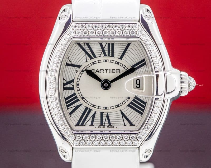 Cartier Roadster Ladies 18K White Gold Diamond Bezel
