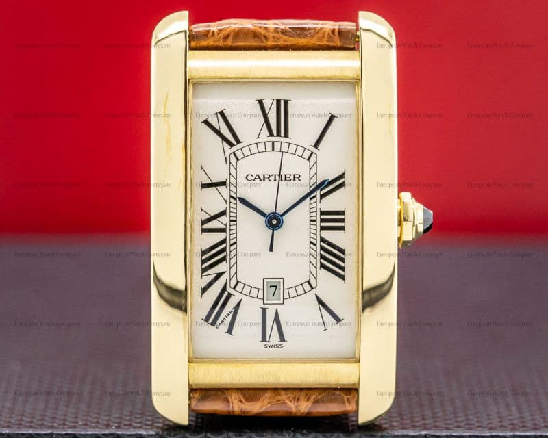 Cartier Tank Americaine Large Mens 18K Yellow Gold