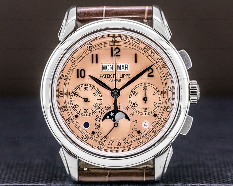 Patek Philippe 5270P Perpetual Calendar Chronograph Platinum Salmon Dial 