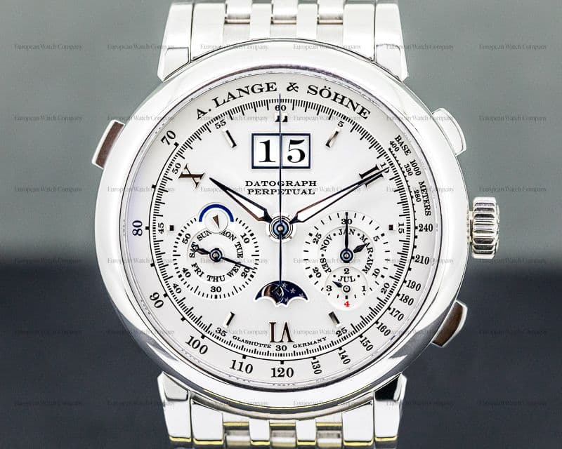 A. Lange and Sohne Datograph Perpetual Calendar Chronograph 410.025 Platinum Bracelet