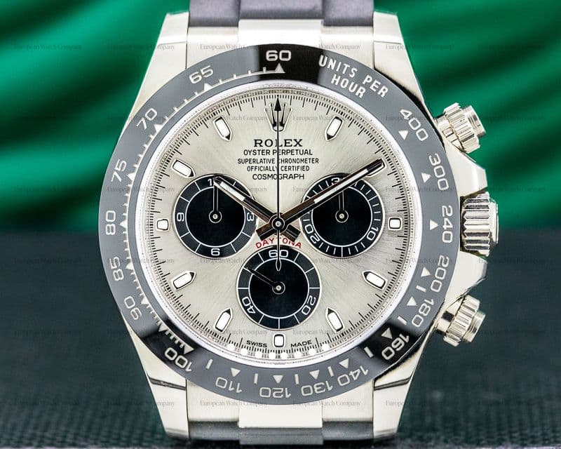 Rolex Daytona 18K White Gold Ceramic Oysterflex Silver Dial 