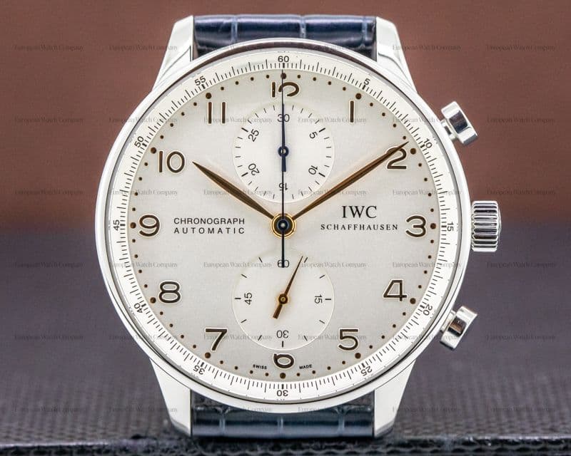 IWC Portuguese Chronograph SS Silver Dial / Gold Numerals 