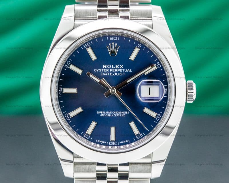 Rolex Datejust 41 Blue Stick Dial SS Jubilee