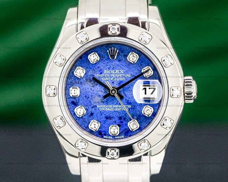 Rolex Datejust Ladies Pearlmaster 18k WG Sodalite Dial