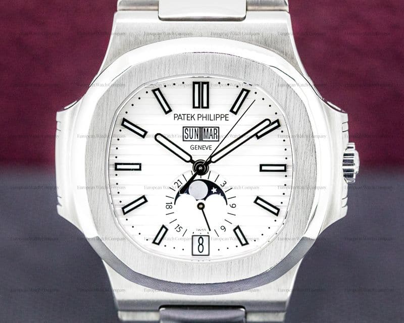 Patek Philippe Nautilus Annual Calendar 5726 Moon White Dial SS FULL SET