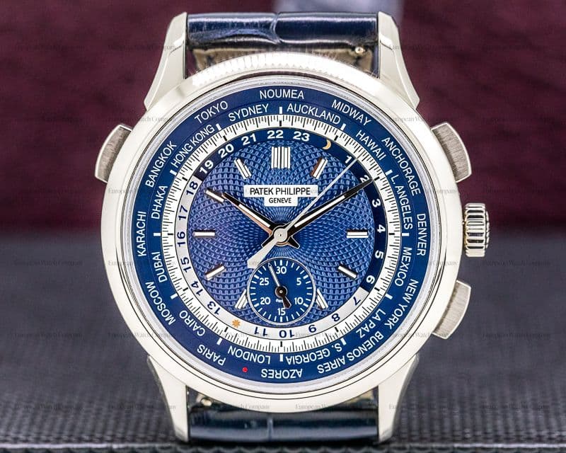 Patek Philippe World Time Chronograph 18k White Gold 