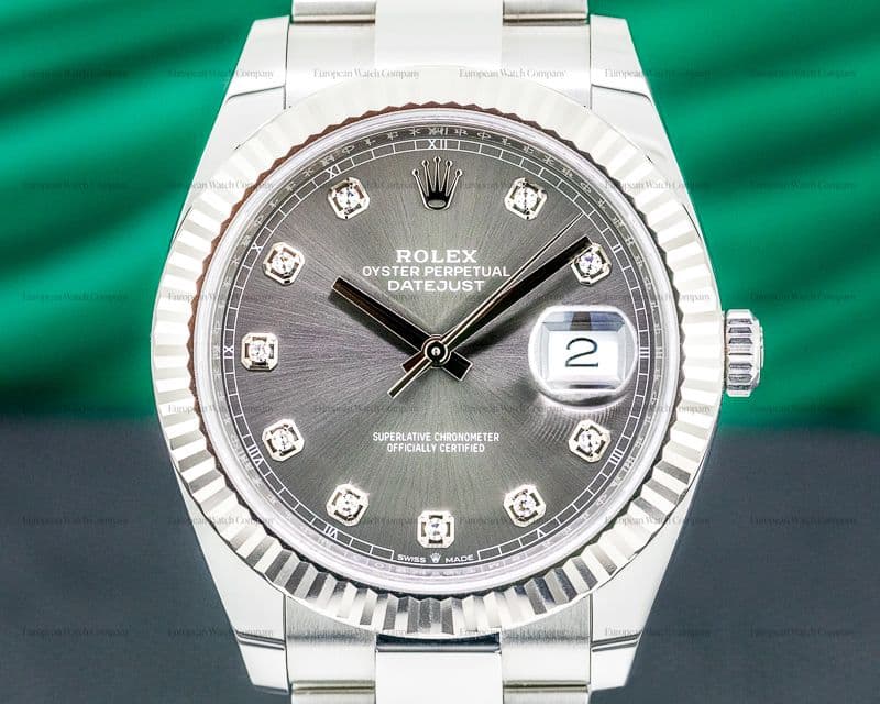Rolex Datejust 41 Dark Rhodium Dial DIAMONDS