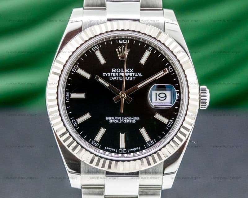 Rolex Datejust 41 Black Stick Dial SS 