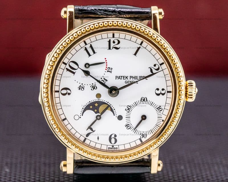Patek Philippe Moonphase Power Reserve 18K Rose Gold Hobnail Bezel 