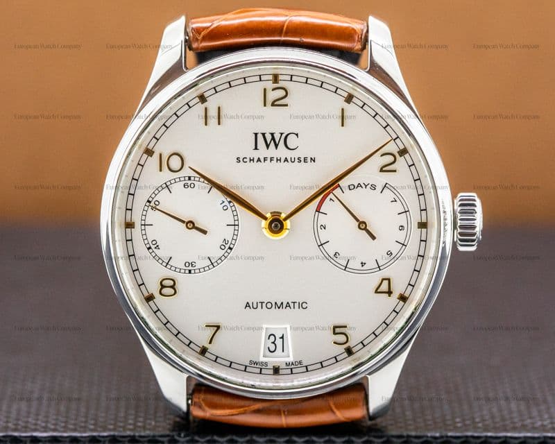 IWC Portuguese 7 Day Automatic SS Silver Dial Rose Numerals 