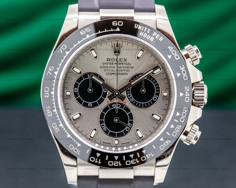 Rolex Daytona 116519 18K White Gold Ceramic Oysterflex Silver Dial 