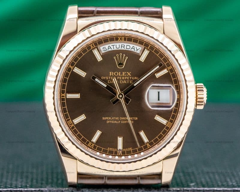 Rolex Day Date President 36mm Chocolate Dial 18K Rose Gold 