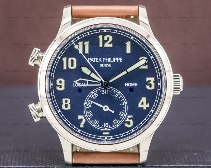 Patek Philippe Calatrava 5524G Pilot Travel Time 18k White Gold 