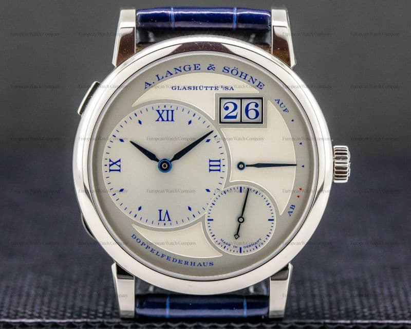 A. Lange and Sohne Lange 1 25th Anniversary 191.066 18k WG Half Hunter LIMITED 