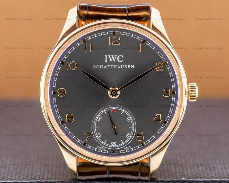 IWC Portuguese Hand Wound Silver Dial 18K RG Deployant