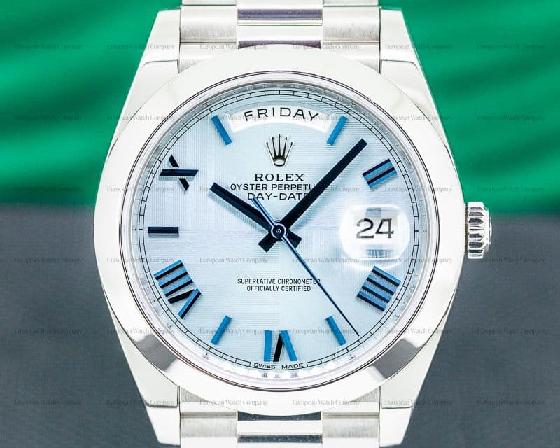Rolex Day Date Platinum Blue Dial Roman Numeral 40MM
