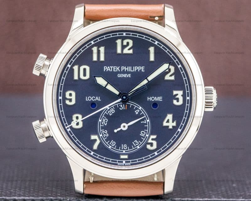 Patek Philippe Calatrava 5524G Pilot Travel Time 18k White Gold UNWORN