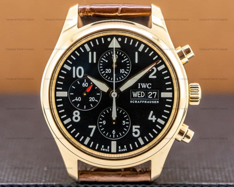 IWC Pilot Chronograph Black Dial Rose Gold 