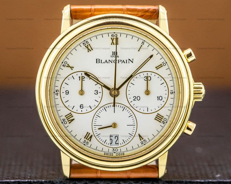 Blancpain Villeret Chronograph 18K Yellow Gold White Dial

