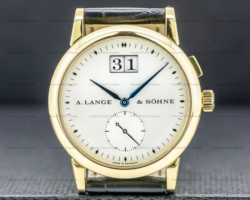 A. Lange and Sohne Saxonia Manual Wind 18K Yellow Gold BLUE HANDS
