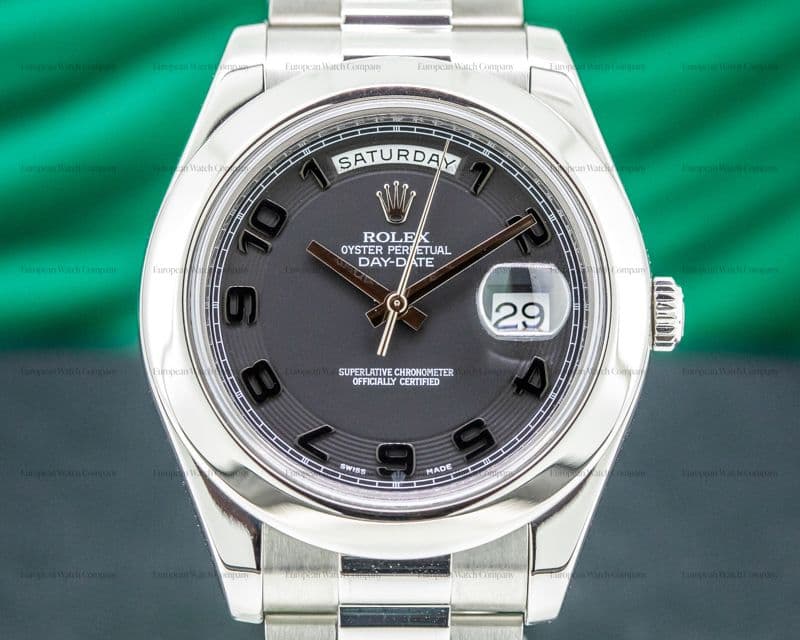 Rolex Platinum Day Date II Black Dial Arabic Numerals RARE