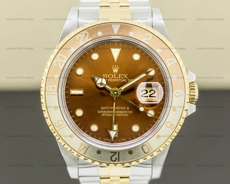 Rolex GMT Master II Root Beer Dial 18K / SS Beautiful Faded Bezel