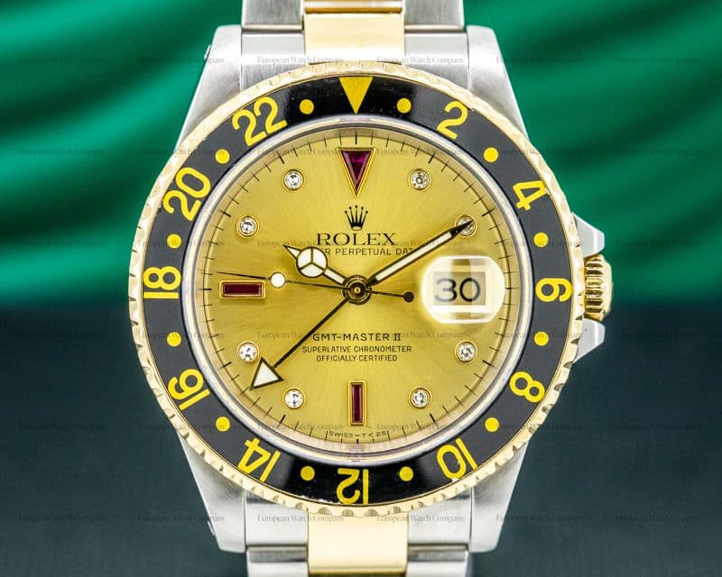 Rolex GMT Master II 16713 Champagne Serti Dial 18K / SS
