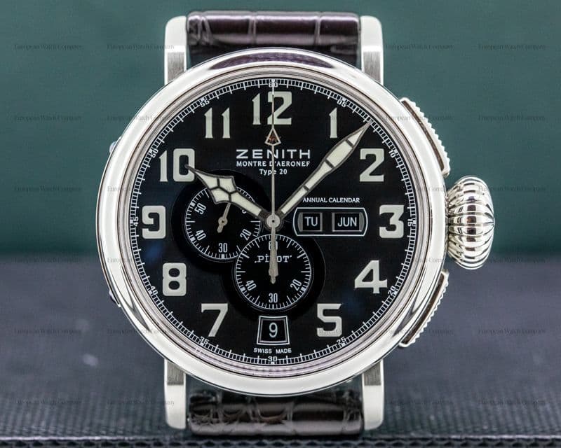 Zenith Pilot Montre d'Aeronef Type 20 Annual Calendar Steel 