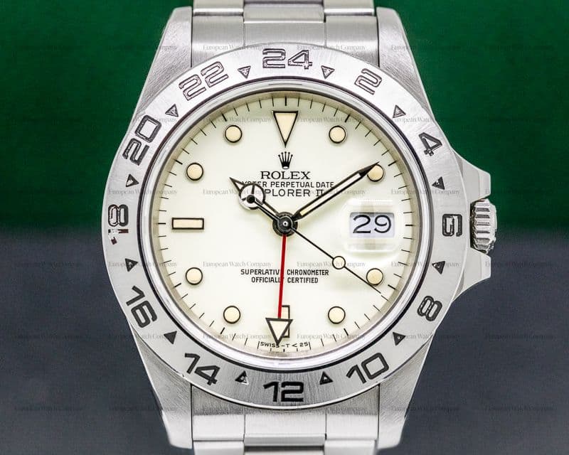 Rolex Explorer II with RARE Transitional Cream Rail Dial SS NICE