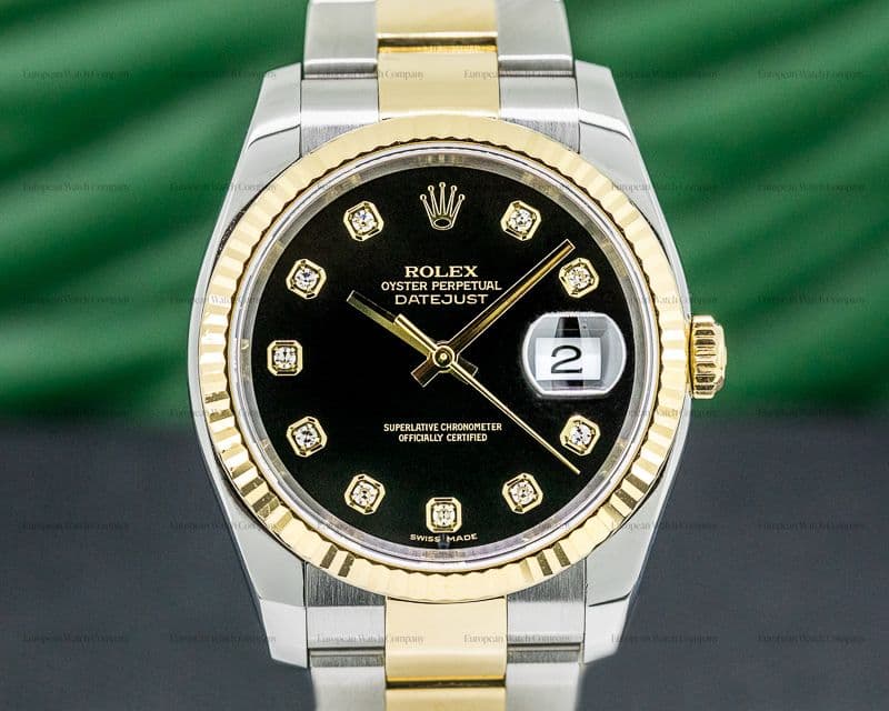 Rolex Datejust Black Dial with Diamonds 18K/SS Oyster 