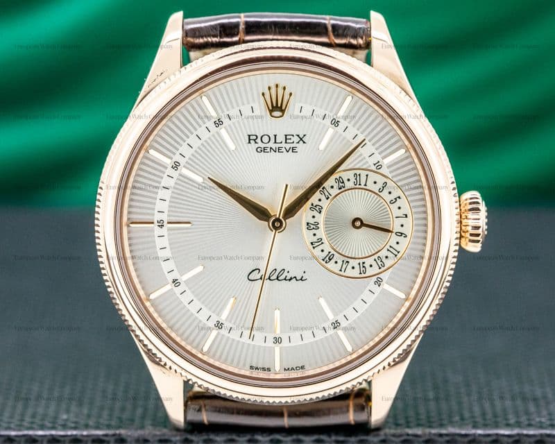 Rolex Cellini Date Silver Dial 18K Rose Gold 