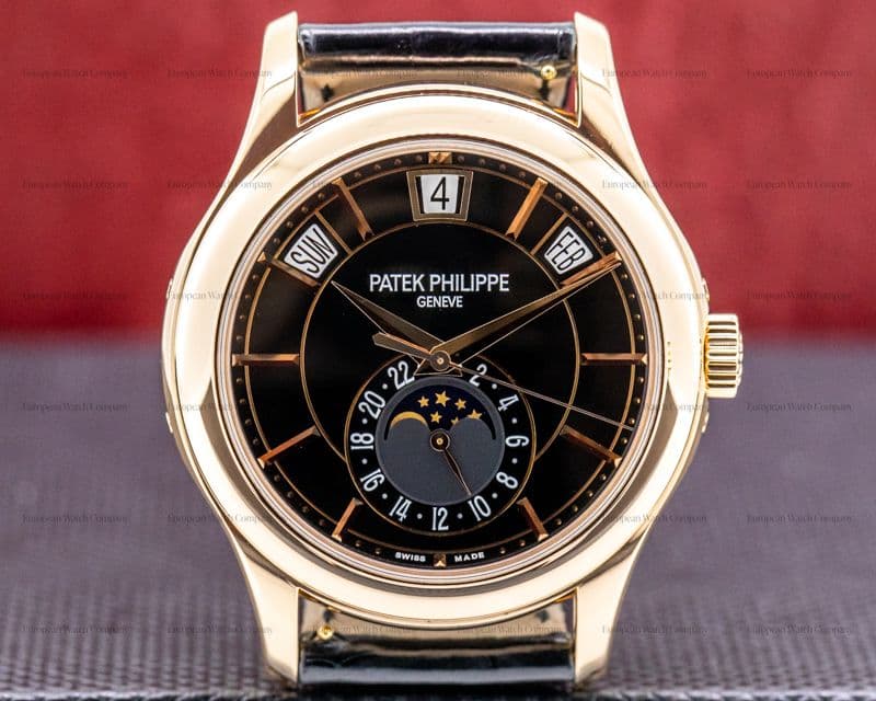Patek Philippe Annual Calendar 5205R Black Dial 18k Rose Gold 

