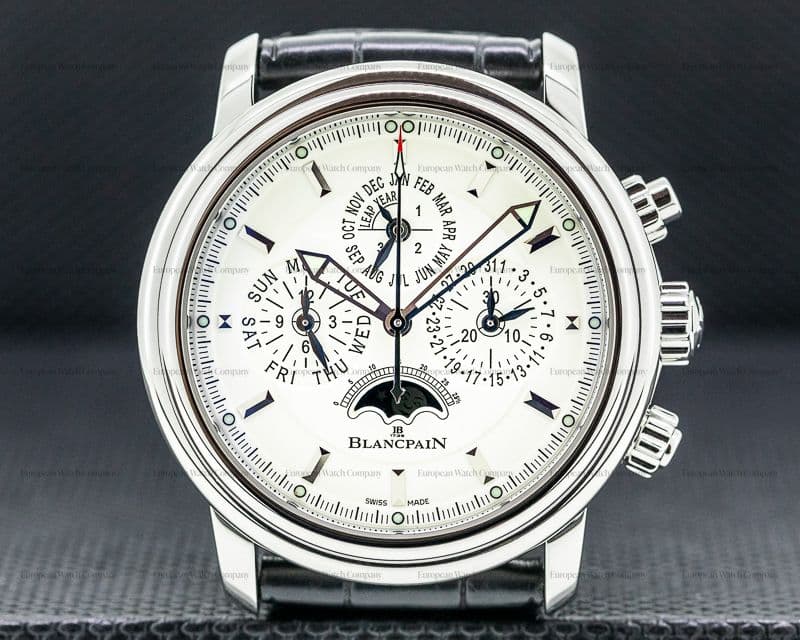 Blancpain Leman Perpetual Calendar Chronograph White Dial SS 40MM