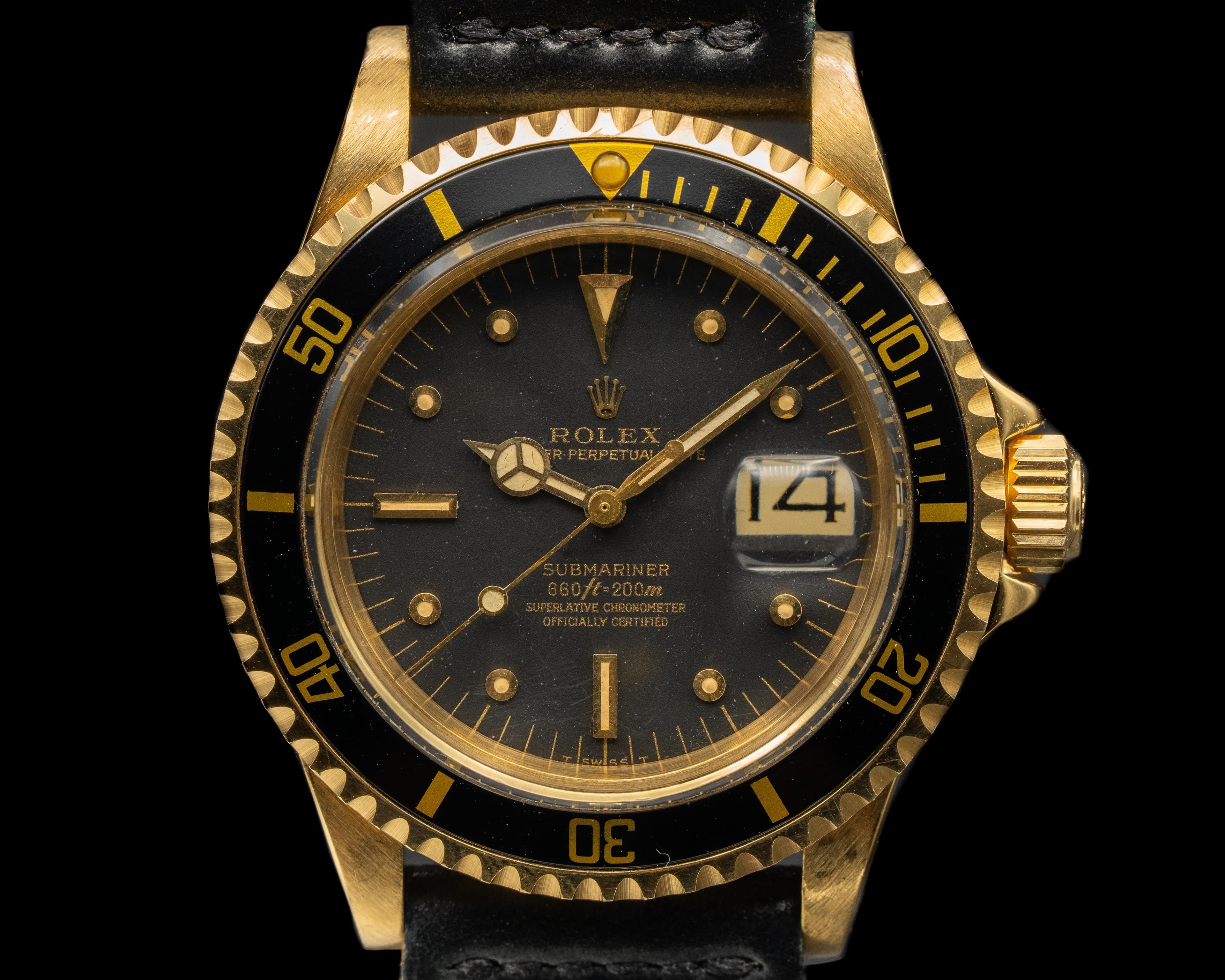 Rolex Submariner 1680 Black Nipple Dial 18K Yellow Gold