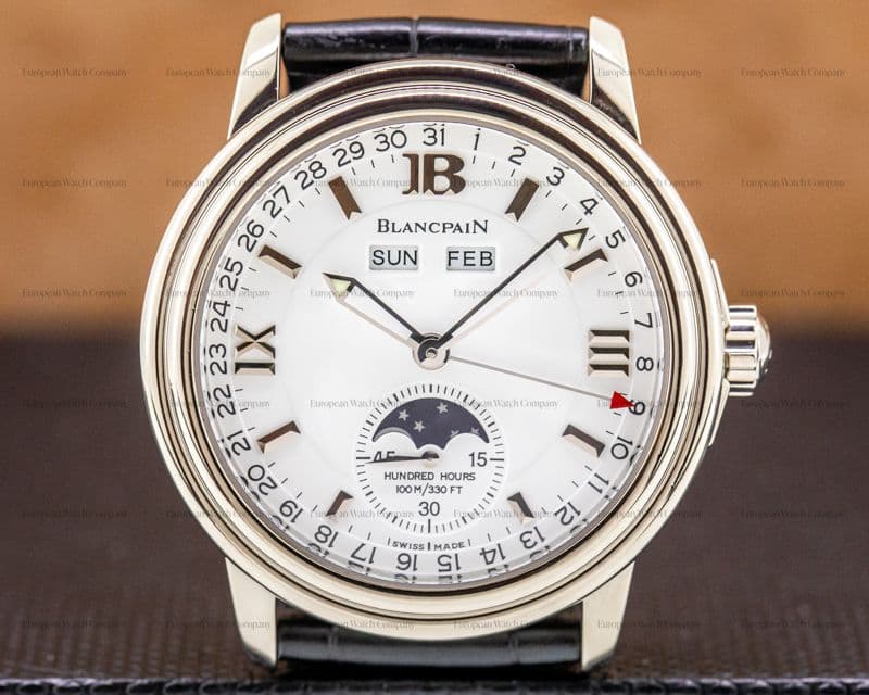 Blancpain Leman Complete Calendar White Gold / White Dial 