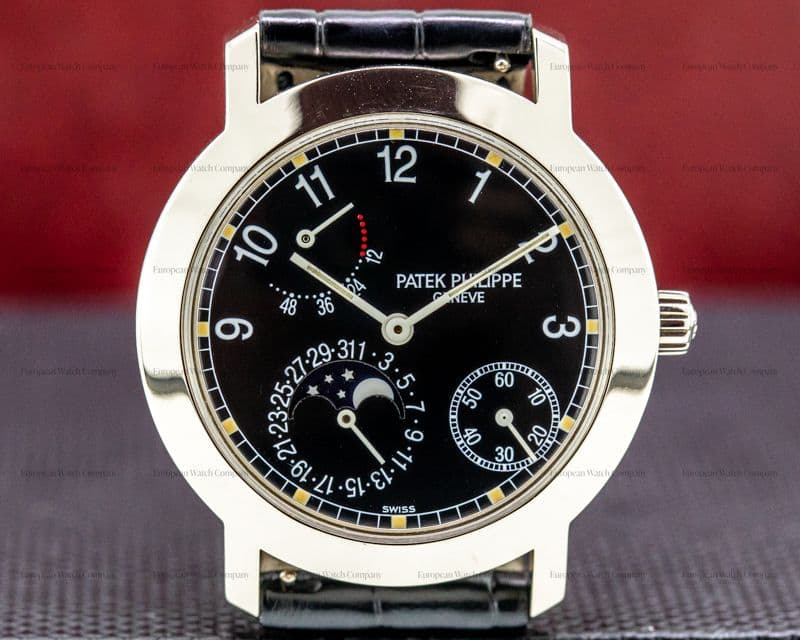 Patek Philippe Moon Phase Power 5055G Reserve Black Dial 18K White Gold 