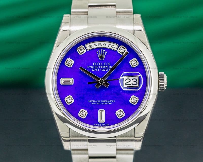 Rolex Day Date 118209 Oyster President LAPIS Diamond Dial 18K White Gold