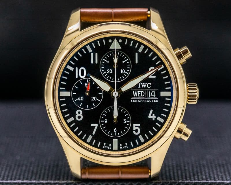 IWC Pilot Chronograph Black Dial Rose Gold 