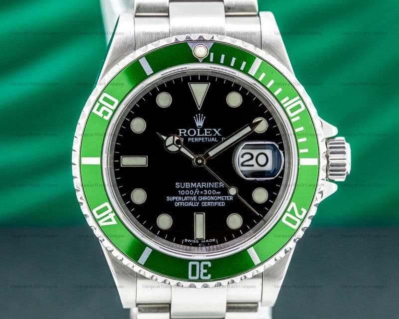 Rolex Submariner 50th Anniversary 16610LV "Kermit" SS Green Bezel FULL SET