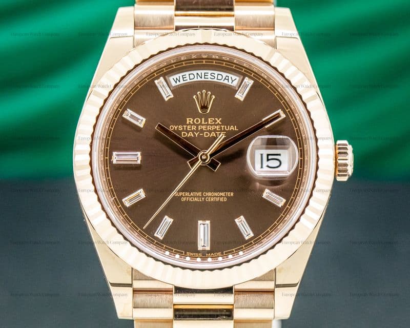 Rolex Day Date Presidential Everose Gold Chocolate Diamond Dial 40MM 