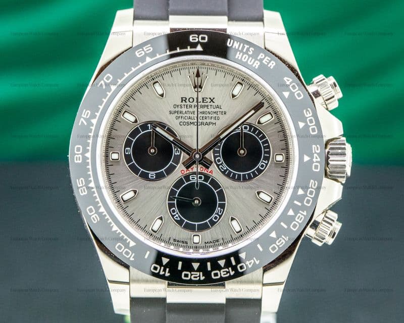 Rolex Daytona 18K White Gold Ceramic Oysterflex Silver Dial UNWORN 