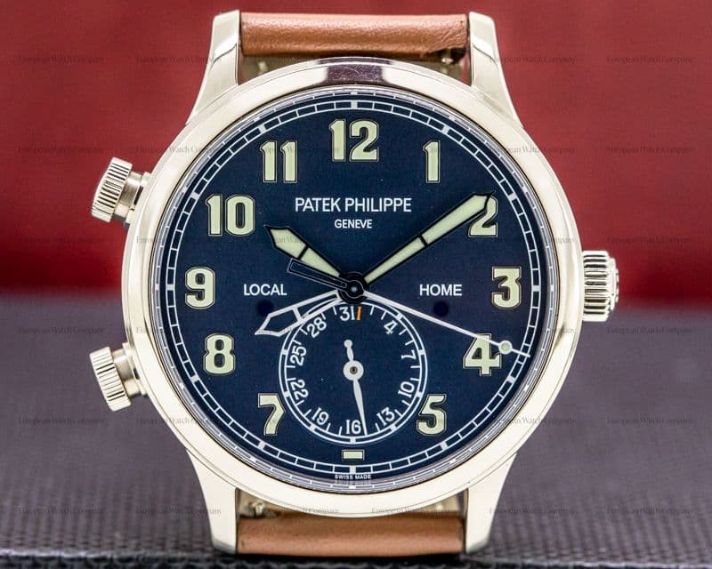 Patek Philippe Calatrava Pilot Travel Time 18k White Gold 