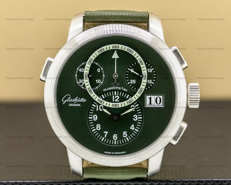 Glashutte Original PanoNavigator Platinum Green Dial RARE