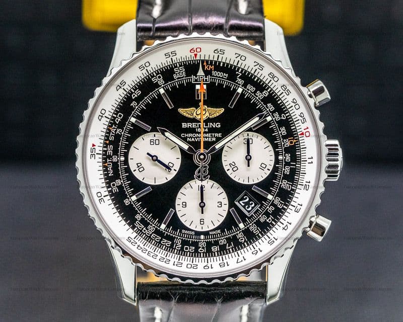 Breitling Navitimer 01 Chronograph Black Dial Black Leather