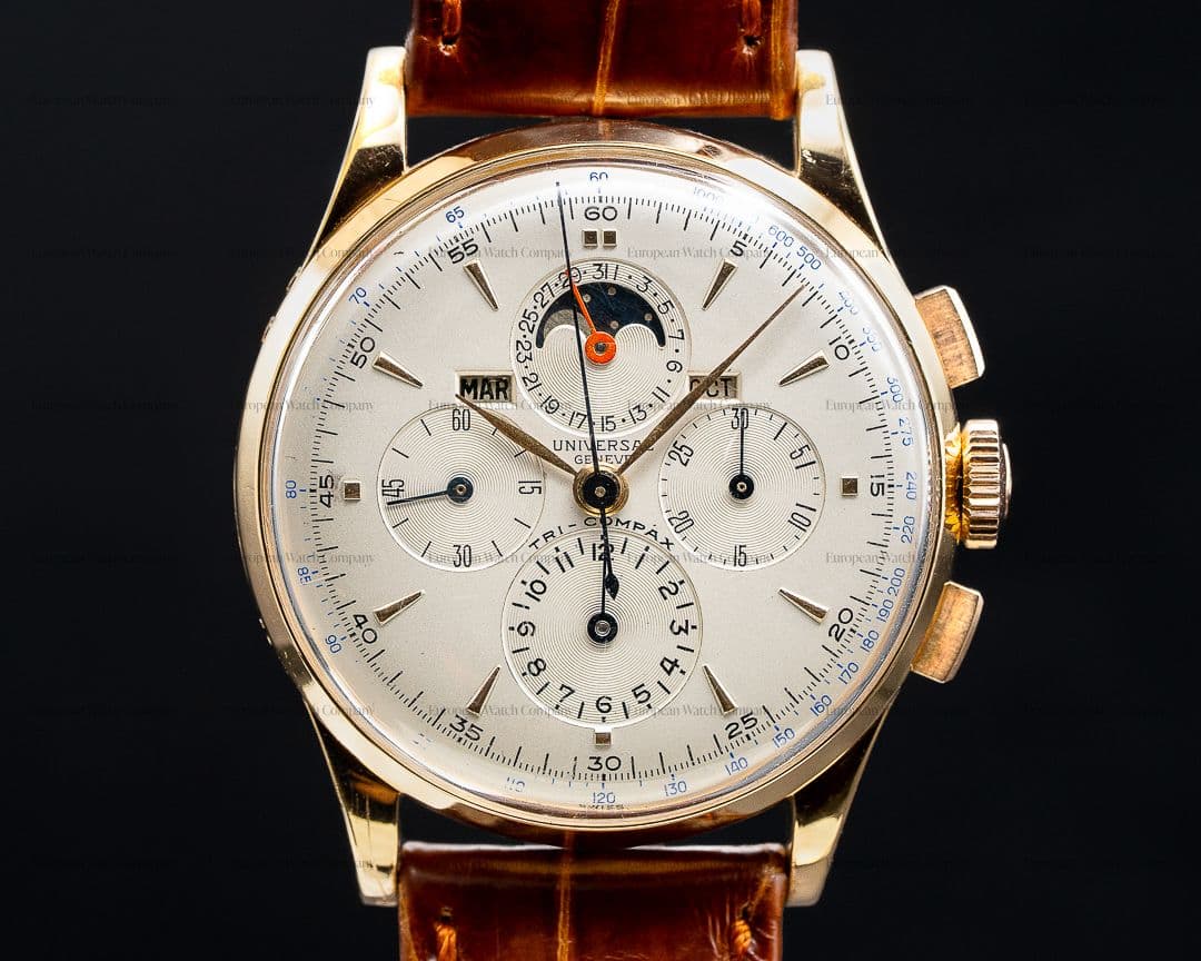 Universal Geneve Rare Tri Compax 18K Rose Gold NICE