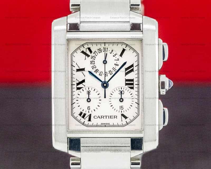 Cartier Tank Francaise Chronoflex Quartz Chronograph SS 