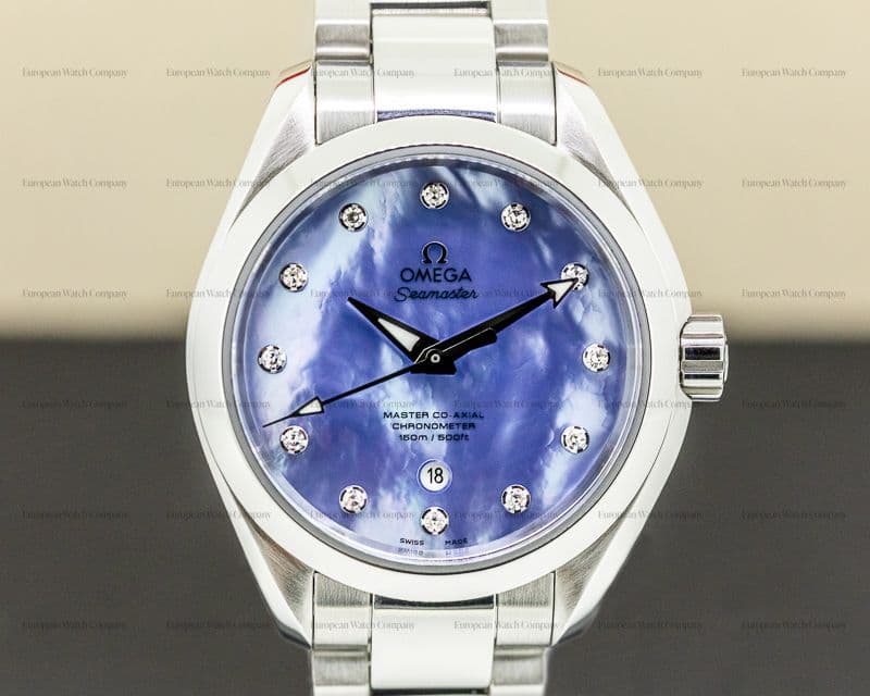 Omega Seamaster Aqua Terra Master Co-axial Blue MOP Diamonds 34mm