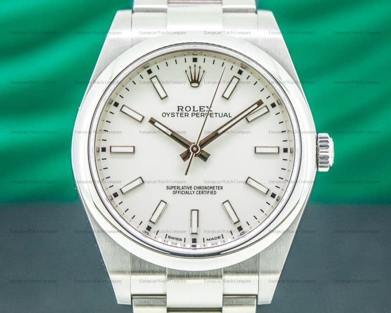 Rolex Oyster Perpetual 114300 SS White Stick Dial 